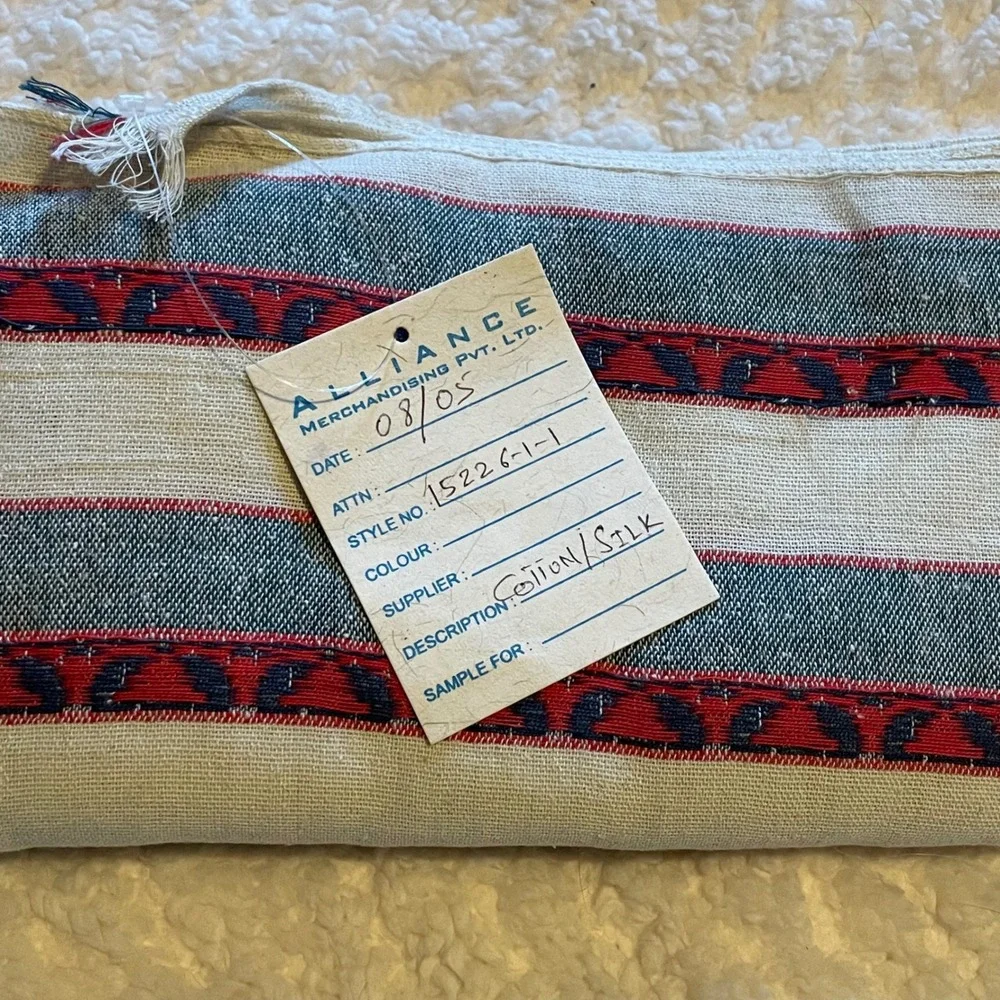 Alliance Merchandising Cotton Silk Striped Wrap Scarf Blue‎ Red Cream Fringe